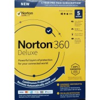 Norton 360 Deluxe 1 Year/5 Devices - Includes VPN, PC Cloud Backup & Dark Web Monitoring ( 21389902 | 37648687034 )