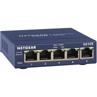 NETGEAR 5-Port Gigabit Ethernet Unmanaged Switch (GS105NA) - Desktop or Wall Mount, and Limited Lifetime Protection-606449029697