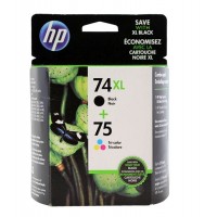 HP 74XL Black And 75 Cyan, Yellow, Magenta Ink Cartridges TRICOLOR, Pack Of 2, CZ139FN | 886112115890